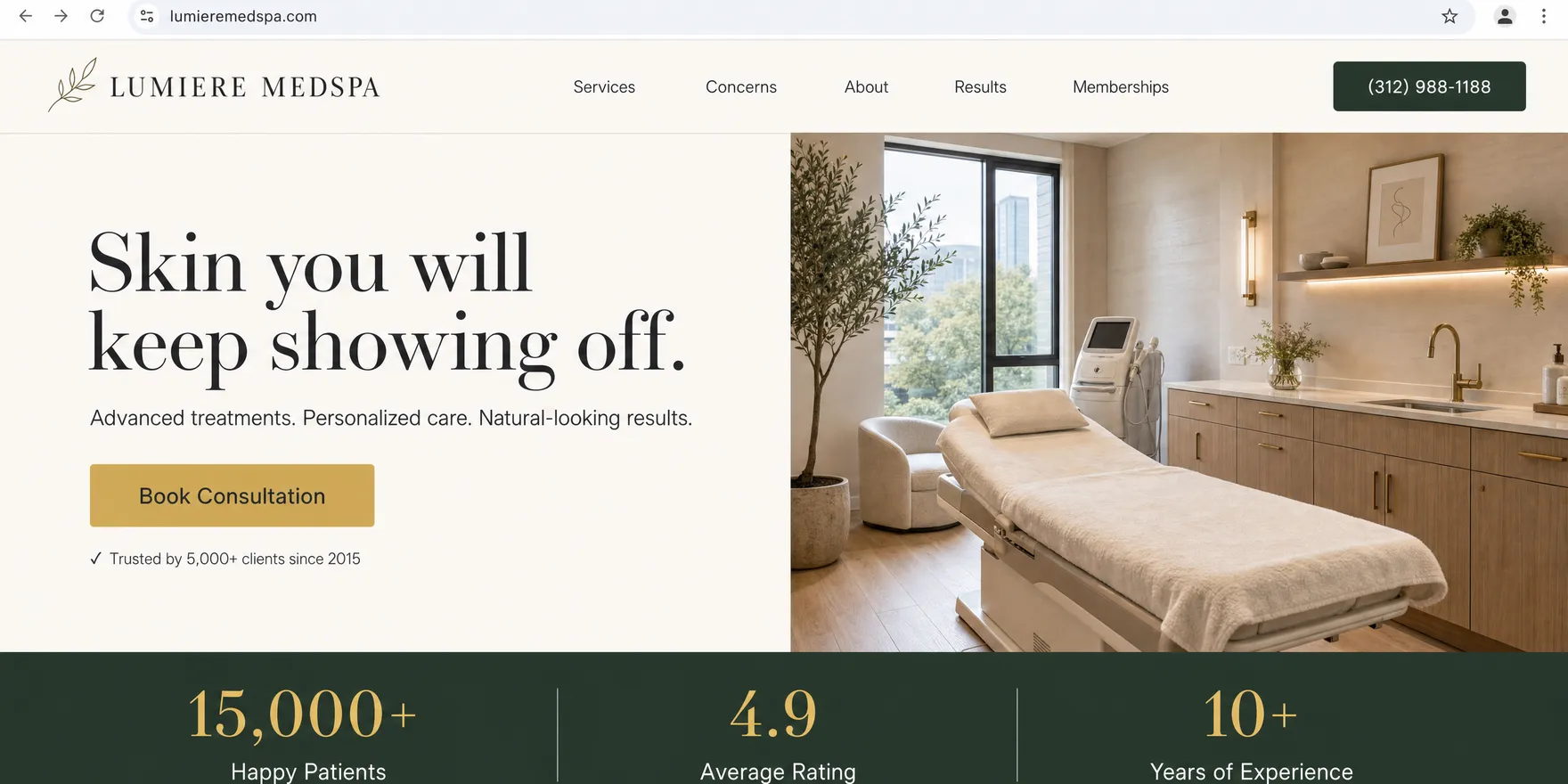 Lumière Medspa desktop site